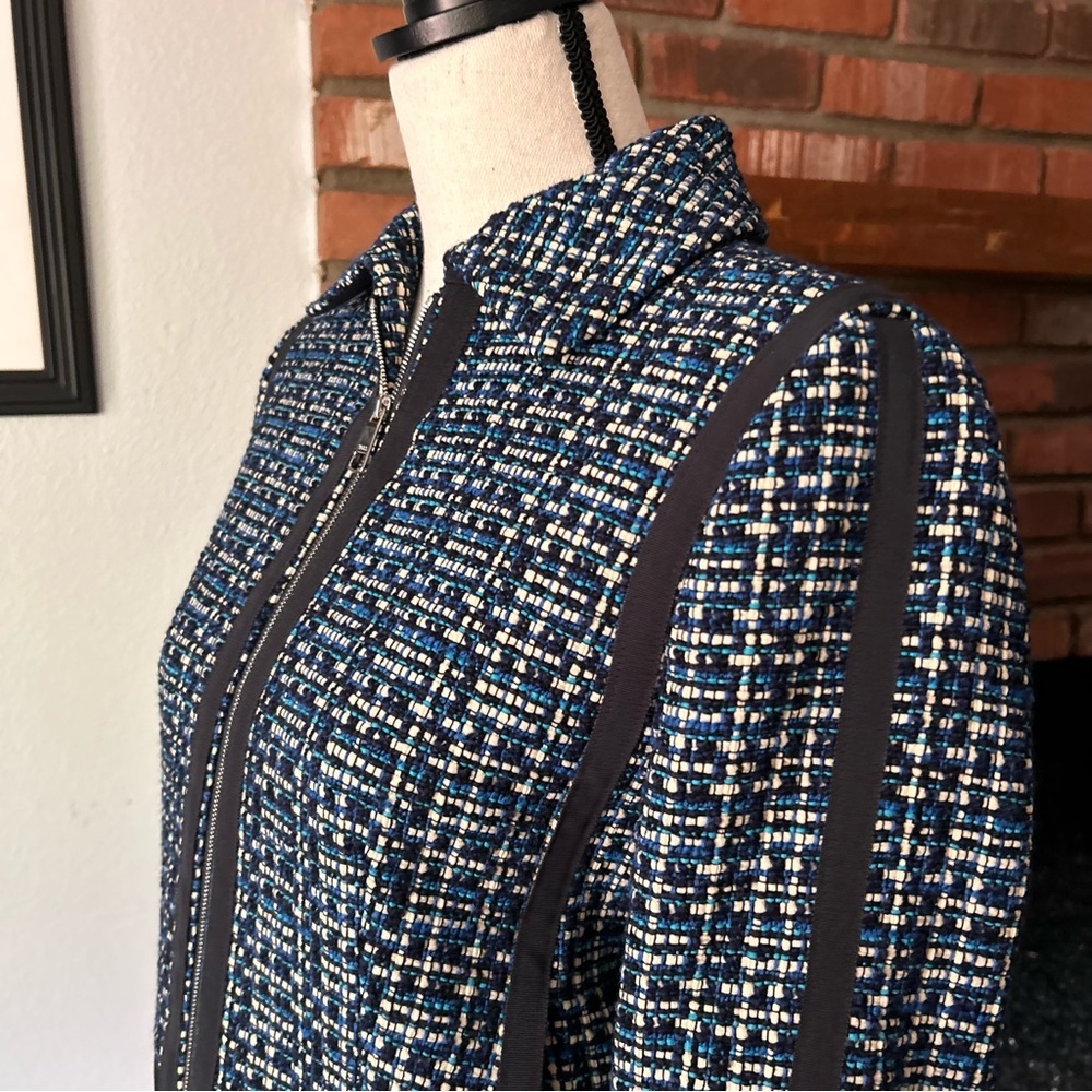 Hugo Boss Janopus Zip Front Tweed Blazer Jacket in Navy Blue Sz 4 - Picture 6 of 12